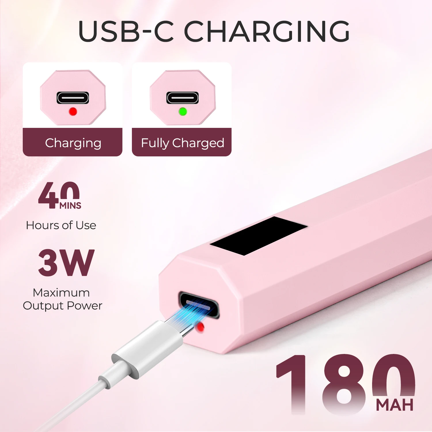 مصباح أظافر صغير محمول باليد لطلاء الجل، قلم مصباح يدوي سريع الجفاف، ماكينة تجفيف أظافر USB من النوع C، مصباح أظافر LED للشحن بالأشعة فوق البنفسجية