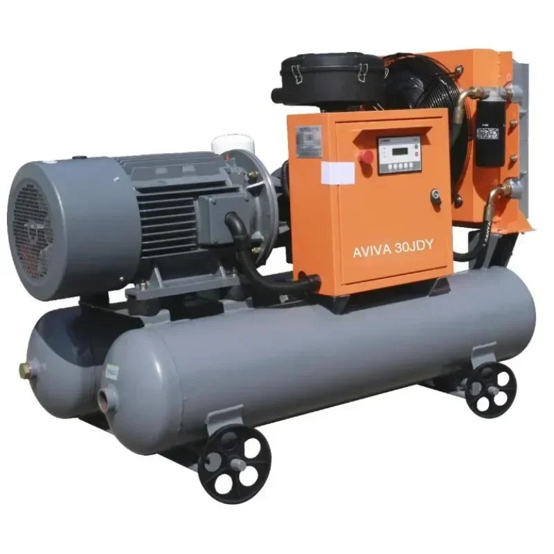 Low noise integrated aircompressor 500 liter 0.5m3/min 18 cfcm 8bar small 5.5hp 4kw screw air compressor with air tank