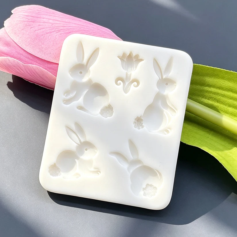Forma silikonowa do dekoracji ciast i babeczek z motywem Wielkanocnego Króliczka, do czekolady, fondantu i innych słodyczy. — zdjęcie 4