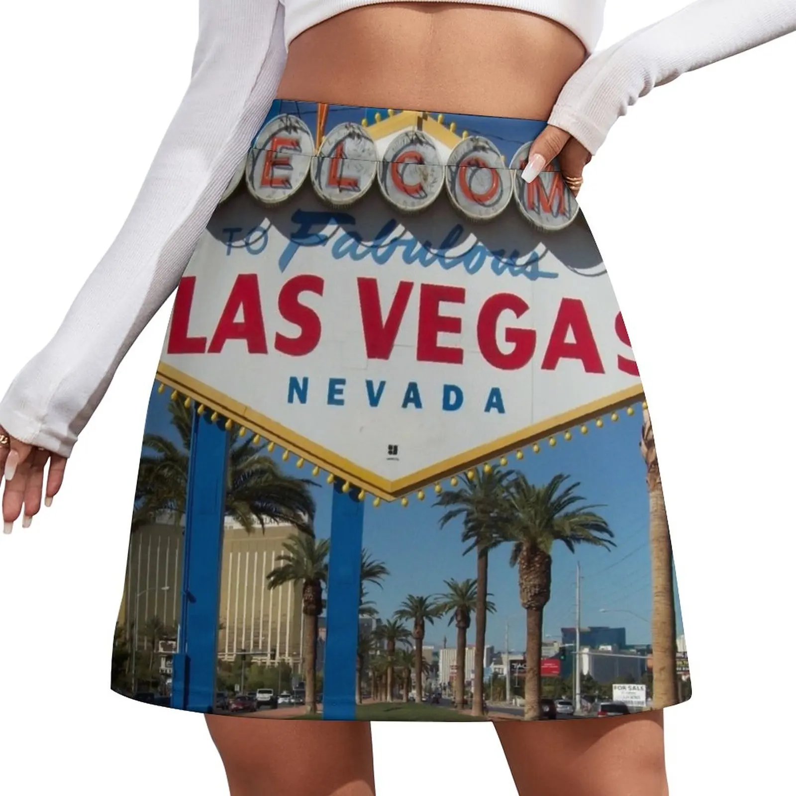 Minifalda de Las Vegas para mujer, faldas elegantes, ropa de estilo coreano, bienvenido a Las Vegas