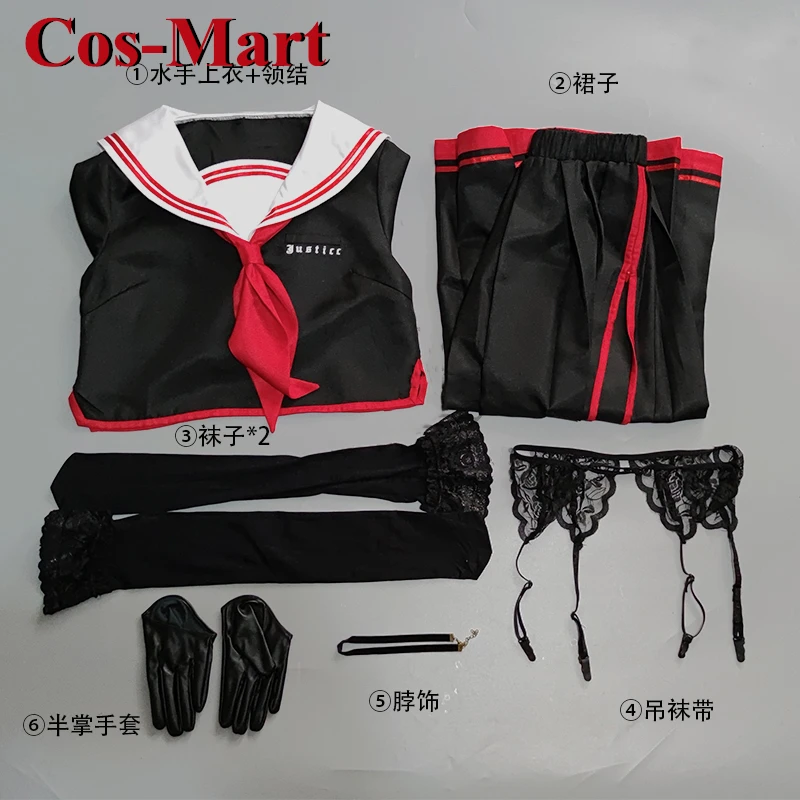 

Cos-Mart Game Blue Archive Hanekawa Hasumi Cosplay Costume Gorgeous Black Sailor Dress Activity Party Role Play Clothing