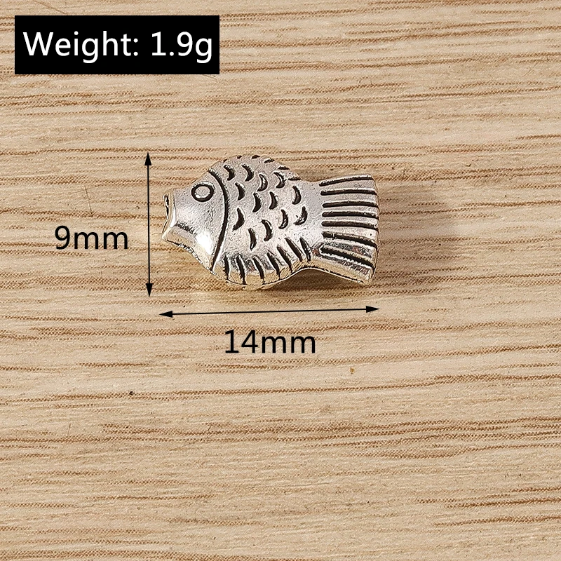 20 Stück 14x9mm Niedliche Metall-Fisch-Abstandsperlen für Schmuckherstellung DIY Handgemachte Armbänder Halsketten Zubehör – Detail 1