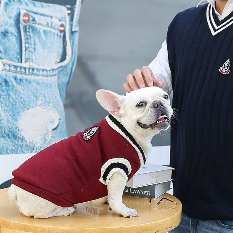 Camisola de inverno quente para cães, roupas para cães pequenos e médios, estilo universitário, suéter de gato, pulôver de cachorro, roupas chihuahua