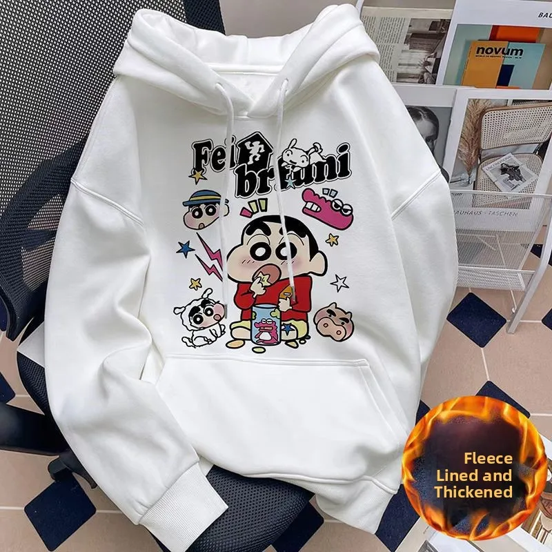 هودي مطبوع بتصميم كرايون شينتشان الياباني الرجعي للجنسين، ملابس خارجية فضفاضة للخريف والشتاء بأكمام طويلة من نسيج البوليستر ا... #2