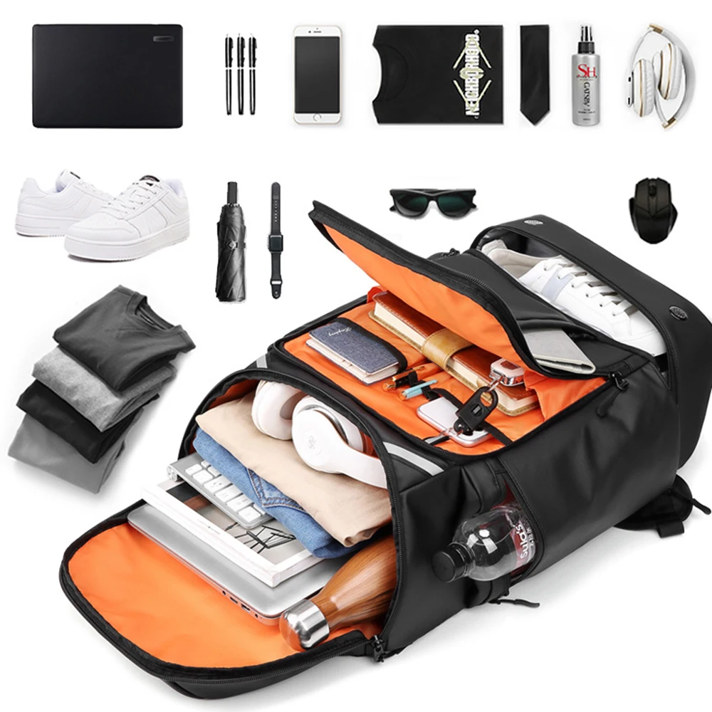 Imagem -03 - Mochila de Grande Capacidade para Homens e Mulheres Bolsa para Laptop Mochilas de Negócios Viagem Esportiva Mochila Escolar Exterior com Compartimento de Sapato