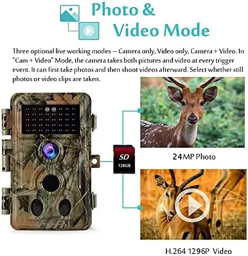 5-Pack Game & Deer Trail Cameras Night Vision 32MP 1296P Video for Wildlife Hunting and Backyard Surveillance 0.1s