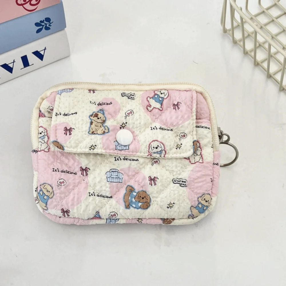 Cartoon Printing Mini Canvas Coin Purse Multifuctional Jewelry Packing Bag Small Lipstick Bag Card Holder Korean Style