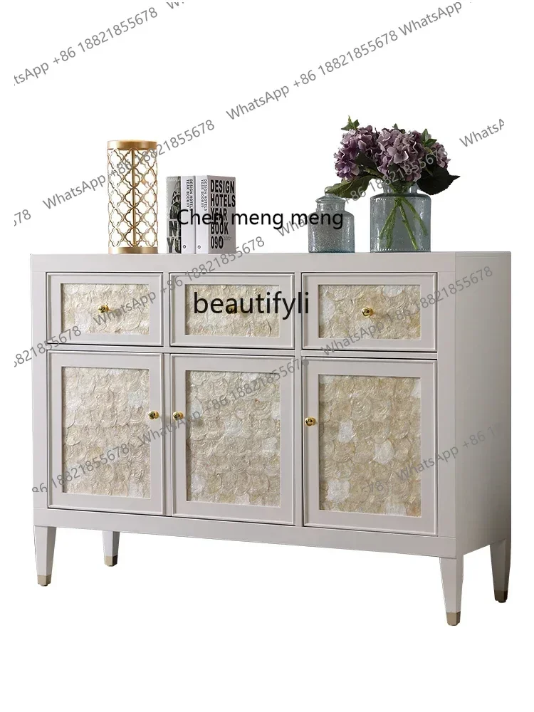 

X Off-white American shell side cabinet, multi-functional cupboard, complete storage cabinet, entrance cabinet