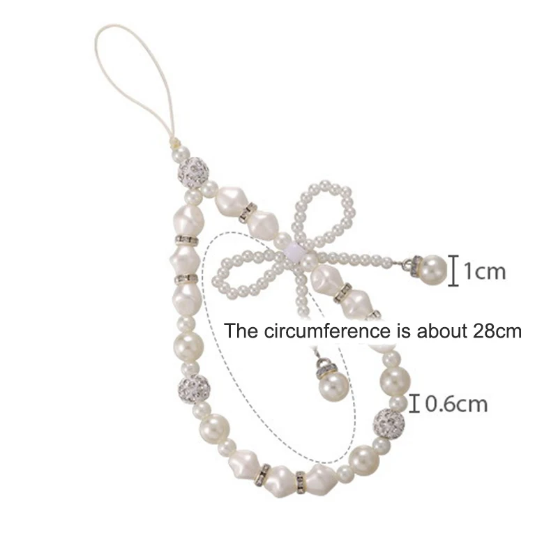 Sweet Butterfly Bow Pearl Beaded Mobile Phone Chain Advanced Sense Mobile Phone Hanging Rope Mobile Phone Anti-Lost Lanyard