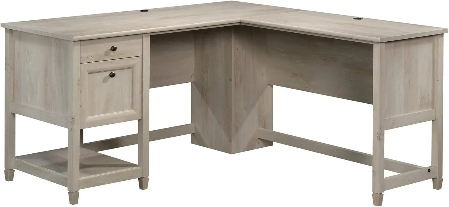 

Edge Water L-Shaped Corner Desk With Storage Drawers And Open Shelf, In Chalked Chestnut