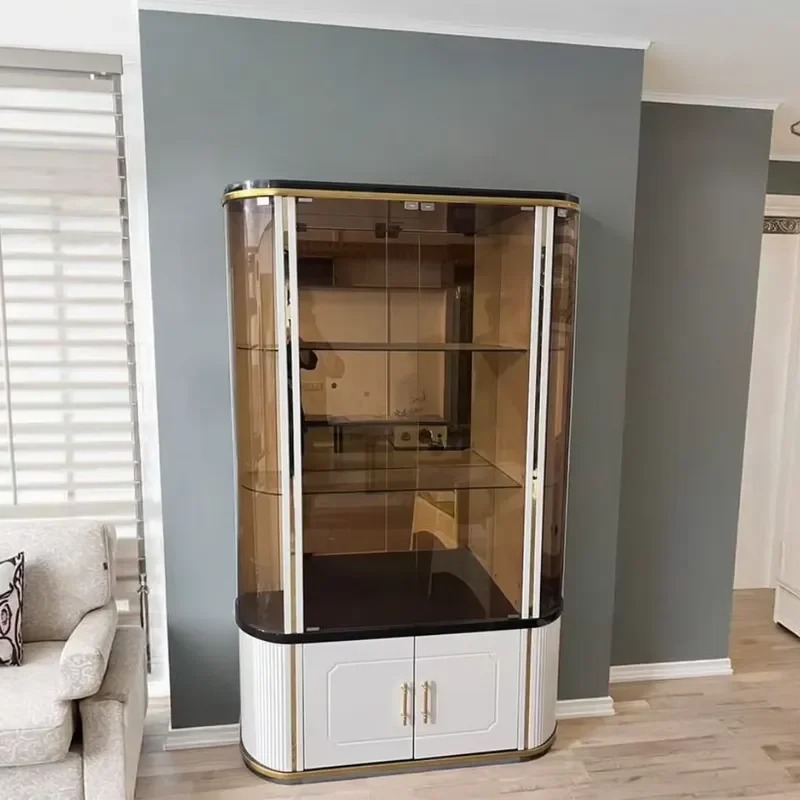 Elegant High Quality Wine Rack   Display HDF Storage Cabinet Lacquer Piano Glass Advanced Showcase for Living