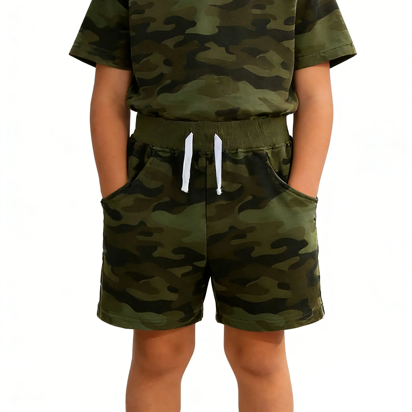 Kids Boys Sports Workout Running Exercise Costume Drawstring Camouflage Print Sports Shorts Outdoor Activities Athletic Shorts