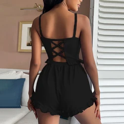 New Women's Pajamas Set Suspenders Tops Shorts Set Summer Women Sleepwear Pajama Sets Solid Color Soft Comfort пижама женская