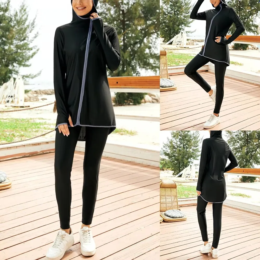 

Female Burkini Muslim Swimwear 2025 Swimming Suit For Women Modest Swimsuit Islamic Clothing Sets 3 Pieces Fashion Dress Large