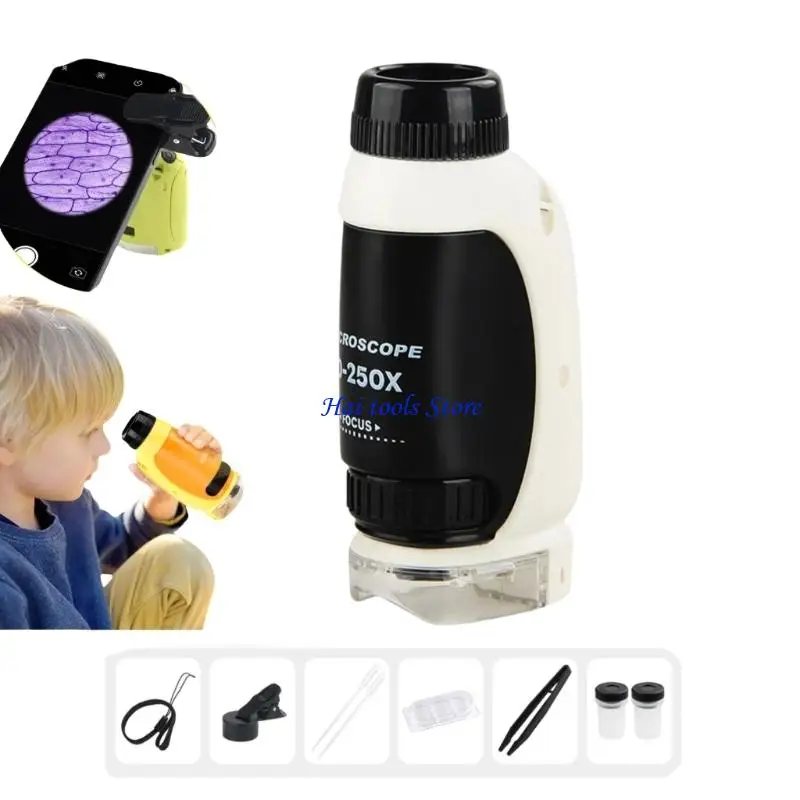 X37E Pocket Microscope for Kids, Educational Compact Microscope - Portable Handheld Microscope Set for Home, School & Lab