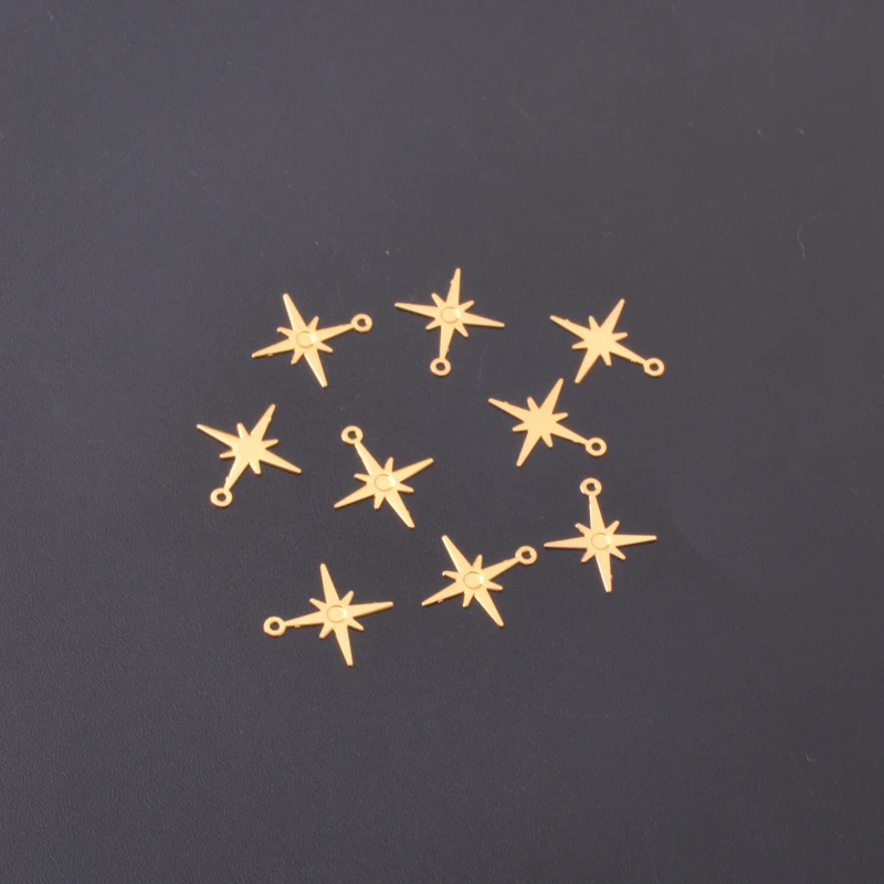 100 Stück AC12395 1,4*1,2cm Mini-Sternanhänger aus Messing, Blätter-Schmuckzubehör – Detail 7