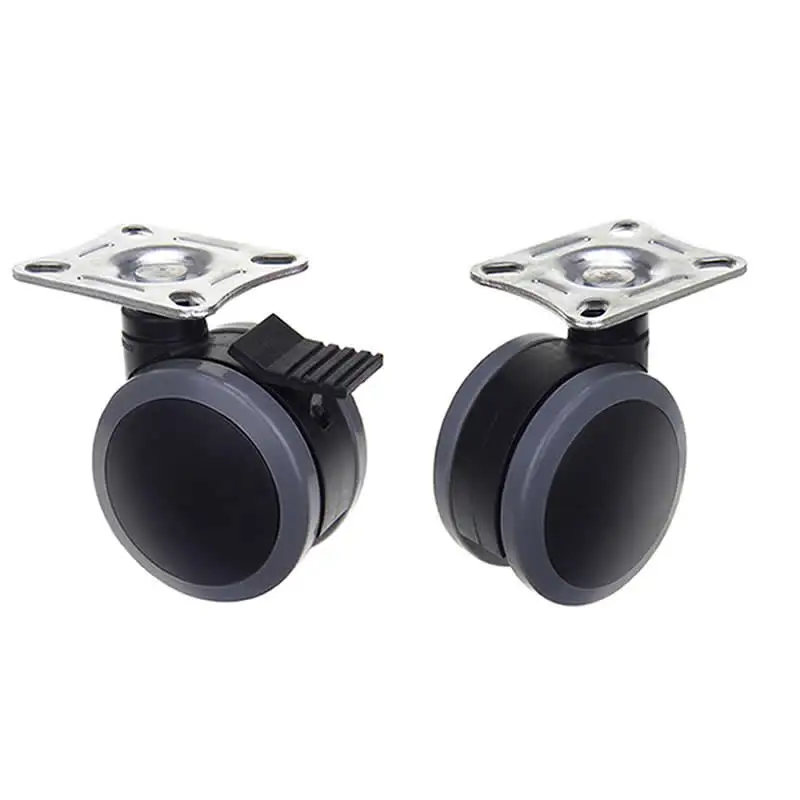 3 inch Casters with Double wheel Beauty equipment wheel with Brakes Silent M12x25 Screw 11x20mm Plug Rod Flat Panel Installation