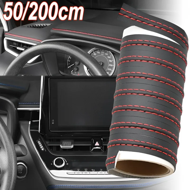 

Car Interior Moulding Trim Self-adhesive Dashboard Leather Braid Strips Cars Styling Decal Car Interior Accessories 50/200CM