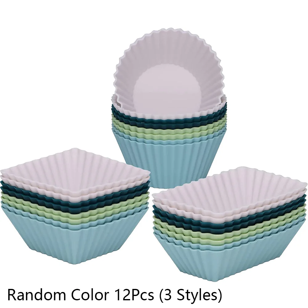 12Pcs Silicone Cupcake Liners Baking Cups Non-Stick Jumbo Reusable Muffin Molds Bento Bundle Lunch Box Dividers Baking Mold