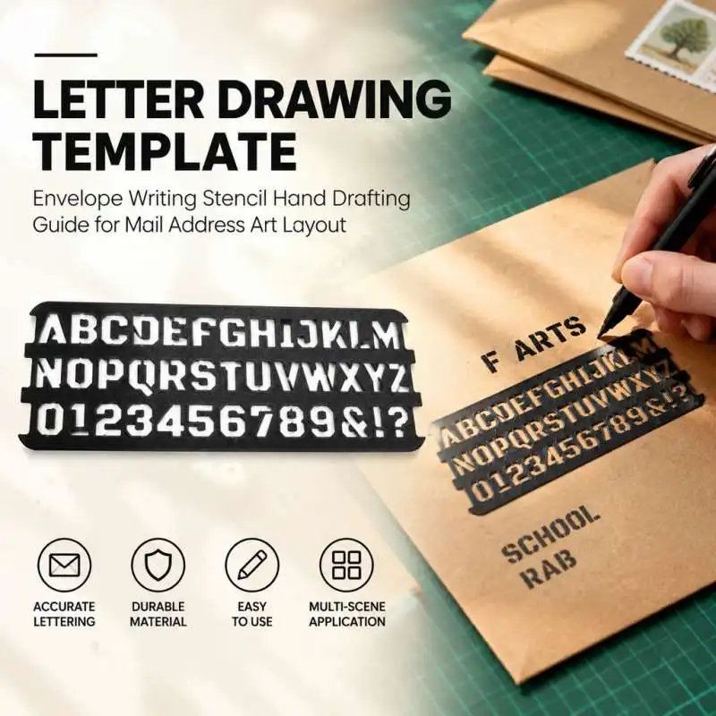 Letter Drawing Template Envelope Writing Stencil Hand Drafting Guide for Mail Address Art Layout