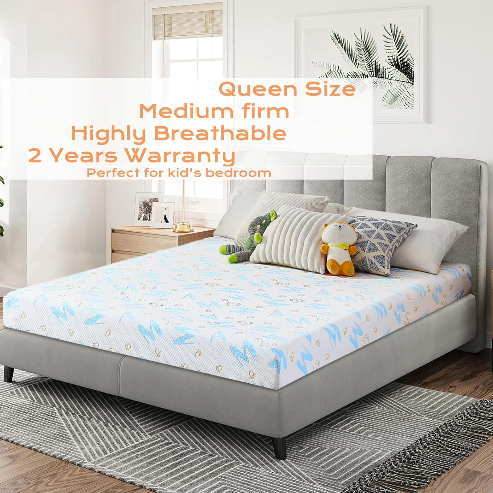 Gel Memory Foam Mattress, CertiPUR-US and Oeko-TEX Certifed Letter Pattern