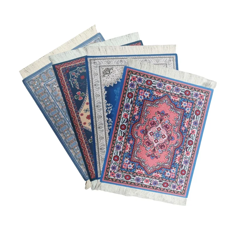 Mini Persian Woven Rug Mat Mouse Pad Laptop Gaming Pc Mechanical Keyboard Mousepad with Fring Home Office Table Decor Craft