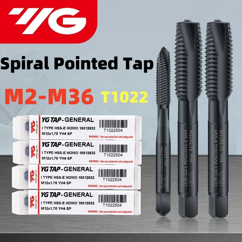 YG-1 T1022  JIS Standard HSSE INOX Metric Spiral Pointed Tap M2M3M4M5M6M8M10M12-M36 Machine Screw Thread Tap For Steel