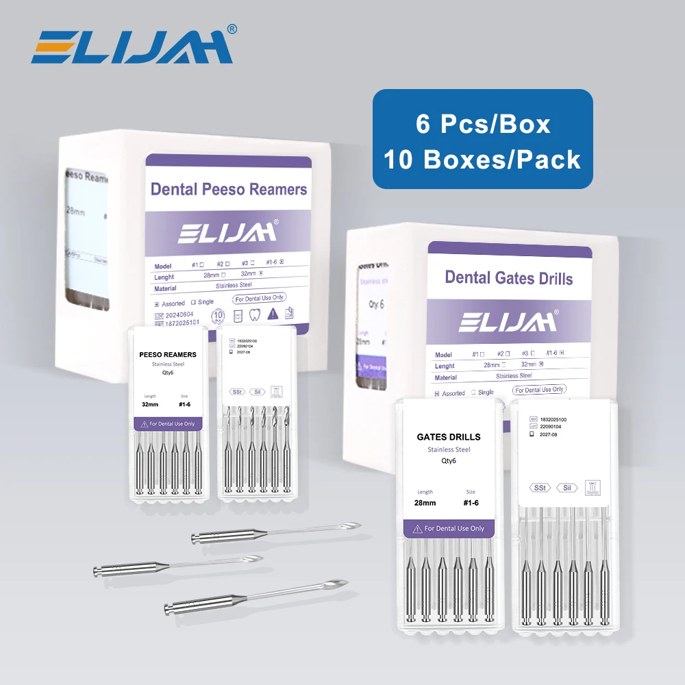 

6Pcs/Pack Stainless Steel Dental Endodontic Drill Gates Glidden Denspay Peeso Reamers Rotary Endo Files Largo Dentist Materials
