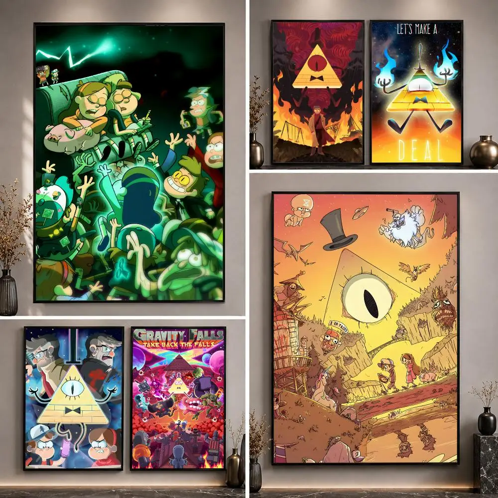 Cartoon Gravity Falls Bill Cipher Dipper Poster HD PP Waterproof Eco-Friendly For Kitchen Bathroom Wall Art Bedroom Home Decor