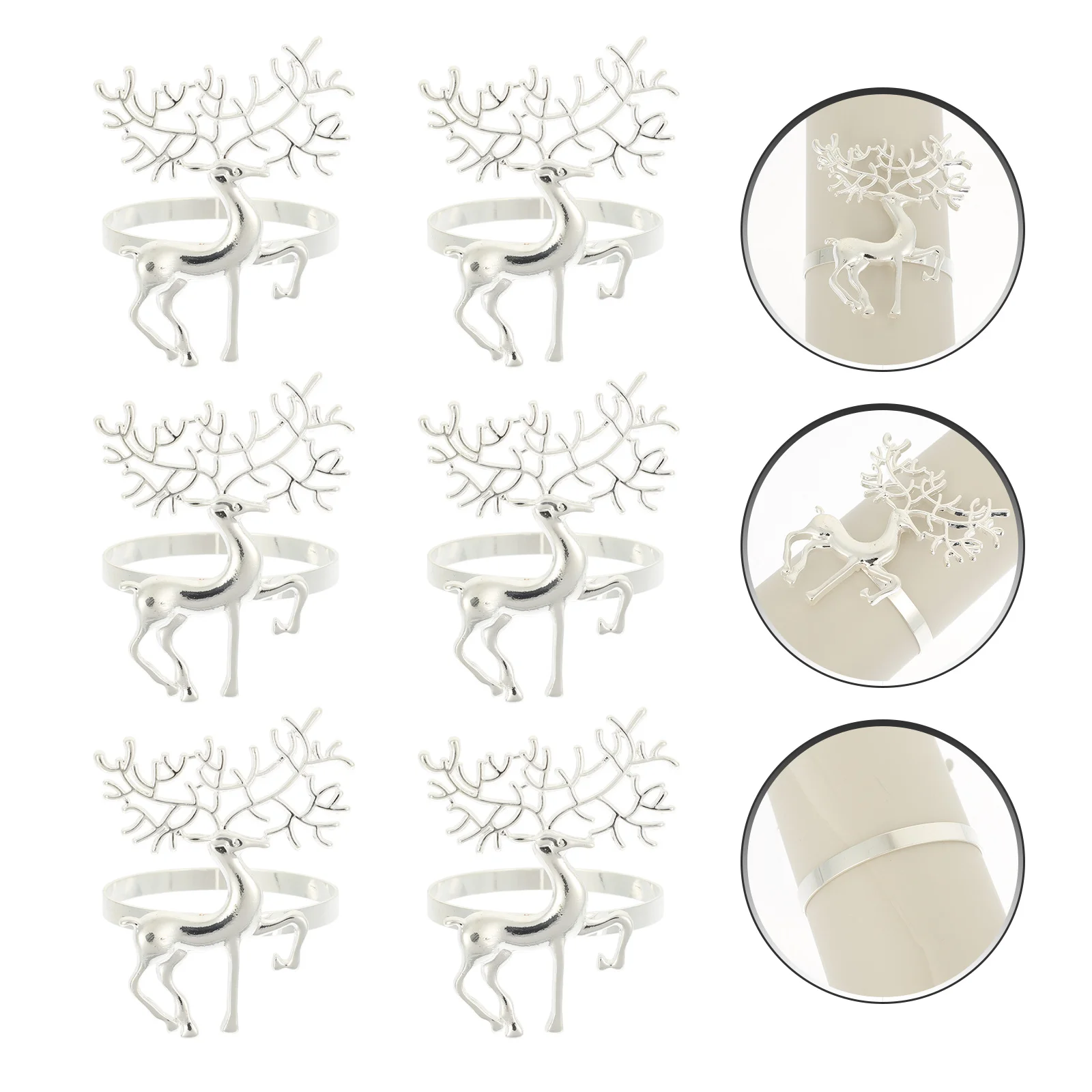 

6 Pcs Elk Napkin Rings Fashionable Clasp Decorations Decorate for Dining Table Party Alloy Shaped Buckles Convenient
