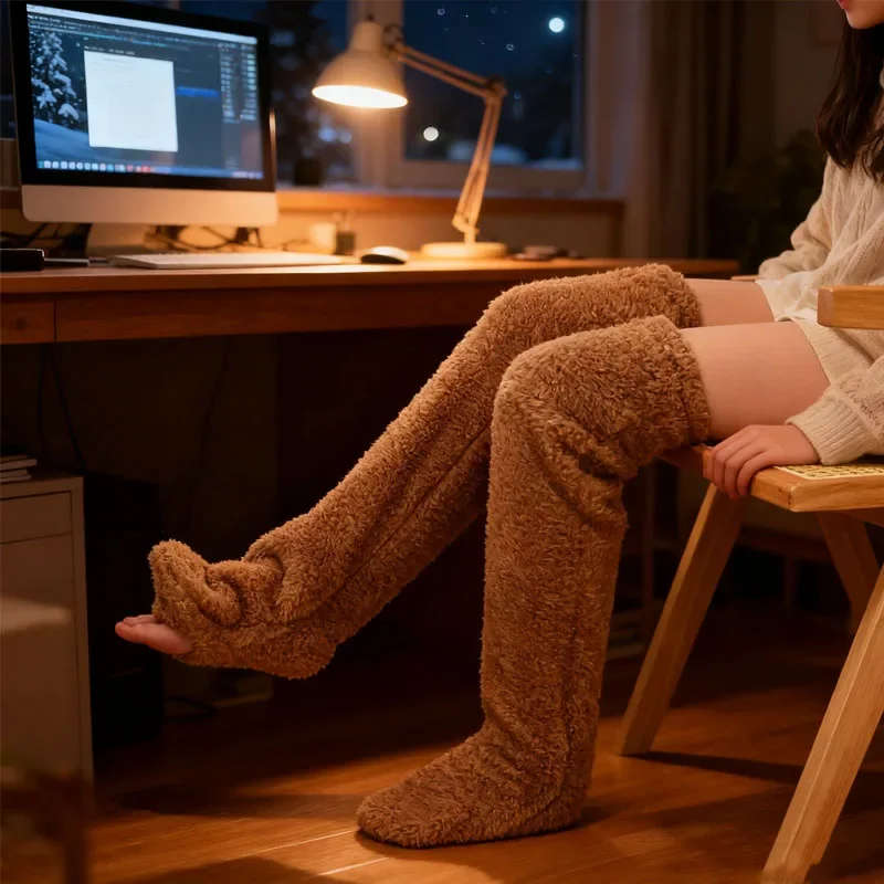 Autumn and Winter Fleece Long Socks Thick Warm Knee Support Socks for Men Women Cold Weather Comfort Christmas Gift