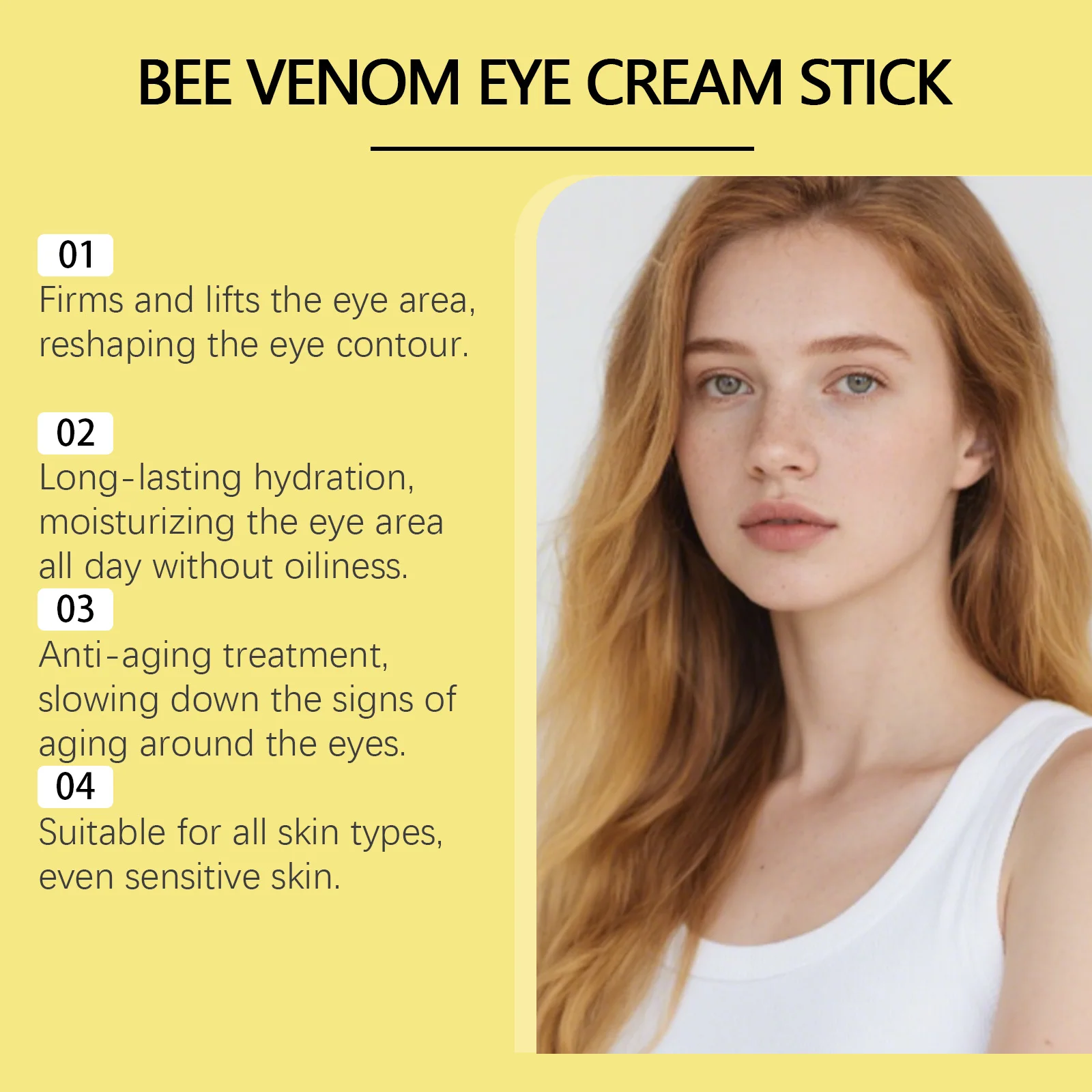 Bee Venom Firming Eye Cream Stick Dark Circles Remove Eye Bags for Under Eye Honey Lifting Brightening Anti-Puffiness Eye Care