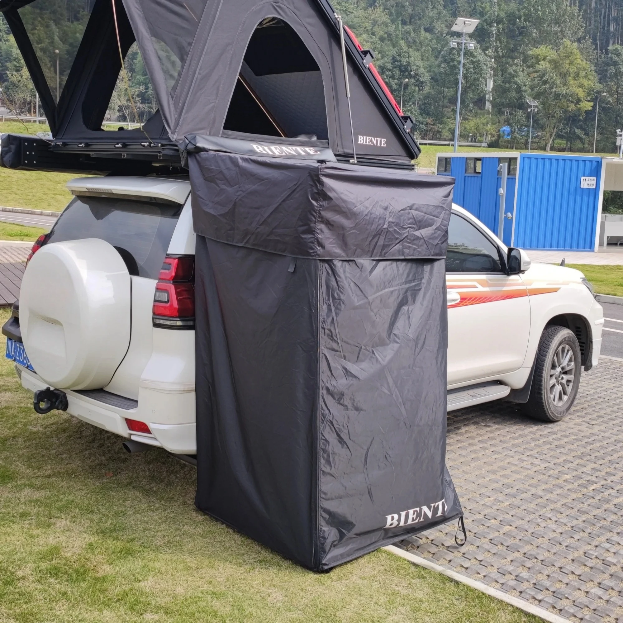 

Car Side Shower Tent, Outdoor Privacy Shelter with LED Light Roof For Camping, Portable Bathroom Room For SUV RV Truck Travel