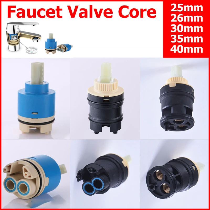 25/26/30/35/40mm Ceramic Disc Cartridge Faucet Valve Core PP Plastic Thermostatic Mixer Cartridge Replacement for Bathroom Kitch