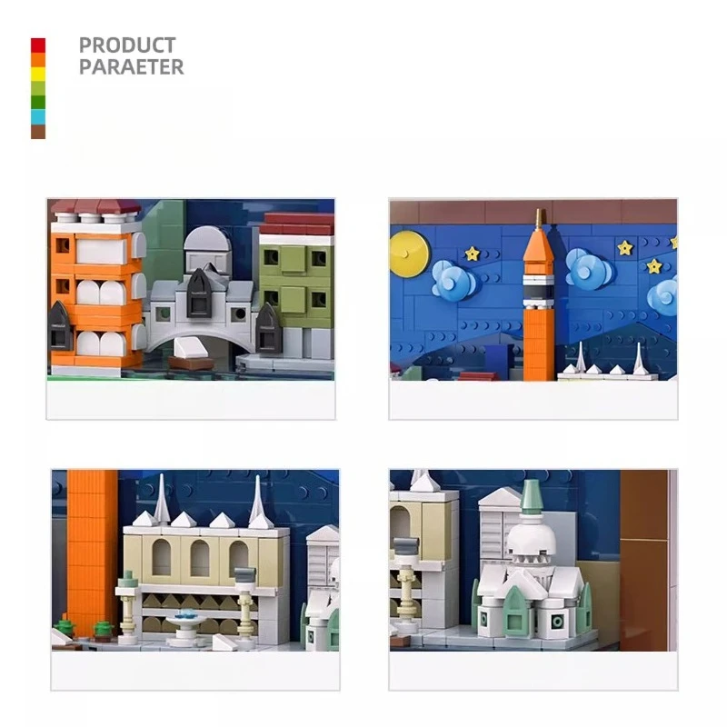 SEMBO البندقية مدينة بطاقة بريدية اللبنات الأطفال العصرية اللعب لغز التجمع نموذج سطح المكتب الحلي الإبداعية اللعب الهدايا #2