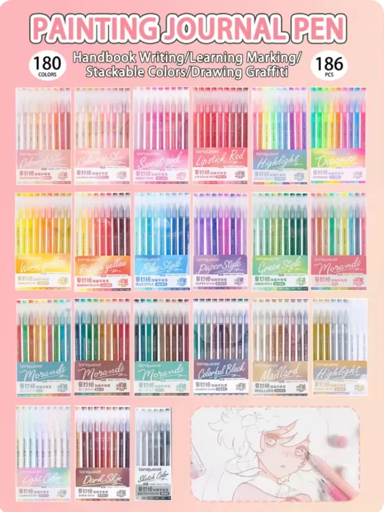 

207/9 Colors Morandi Gel Pen Student Diary Scrapbook Painting DIY Gel Pen Coloring Book Drawing Pen School Supplies Stationery