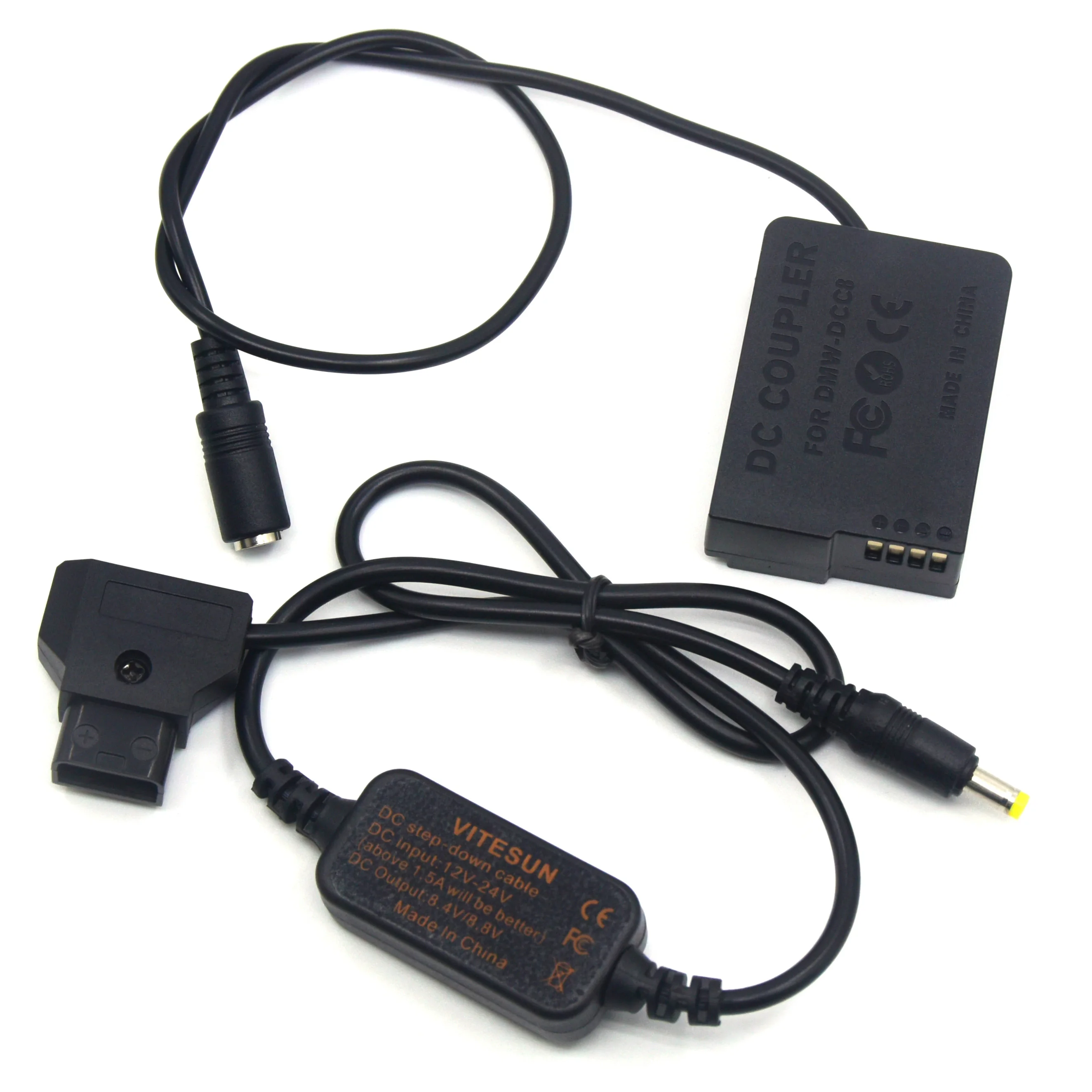 

D-tap DC Cable DMW-BLC12 Dummy Battery Full Decoded DCC8 DC Coupler for Panasonic FZ2500 FZ2000 FZ300 G7 G6 G85 GX Camera