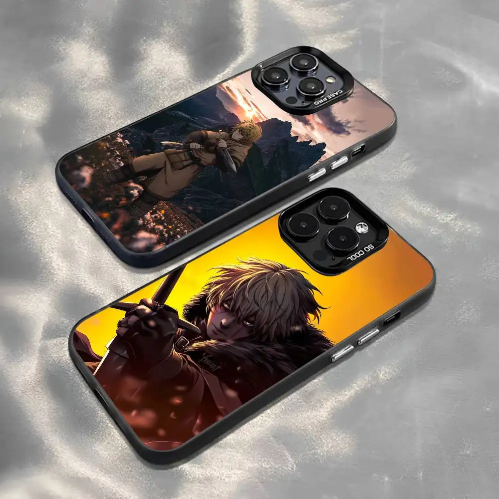 V-Vinland Saga T-Thorfinn Phone Case For iPhone 17,16,15,14,13,12,11 Plus,Pro Max,XS,Colored Silver Plated Inside Cover