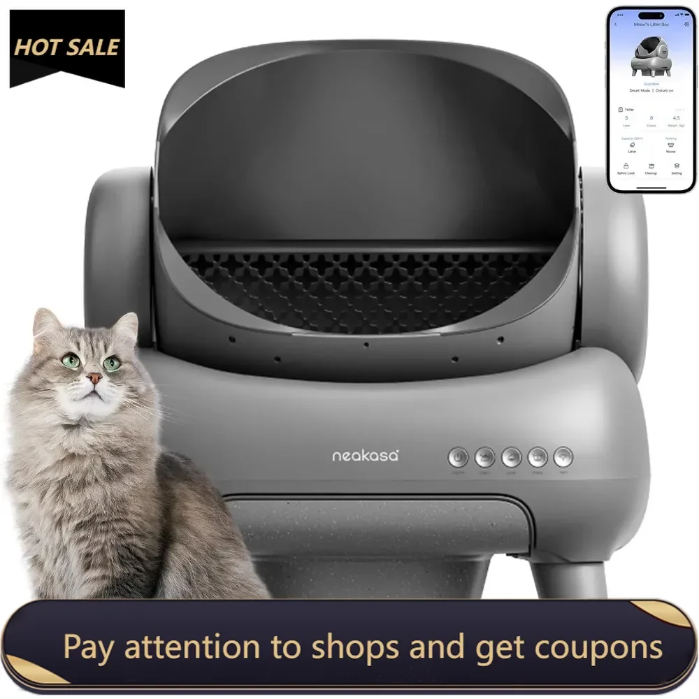 

M1 Open-Top Self Cleaning Cat Litter Box, Automatic Cat Litter Box with APP Control，Odor-Free Waste Disposal Includes Trash Bags