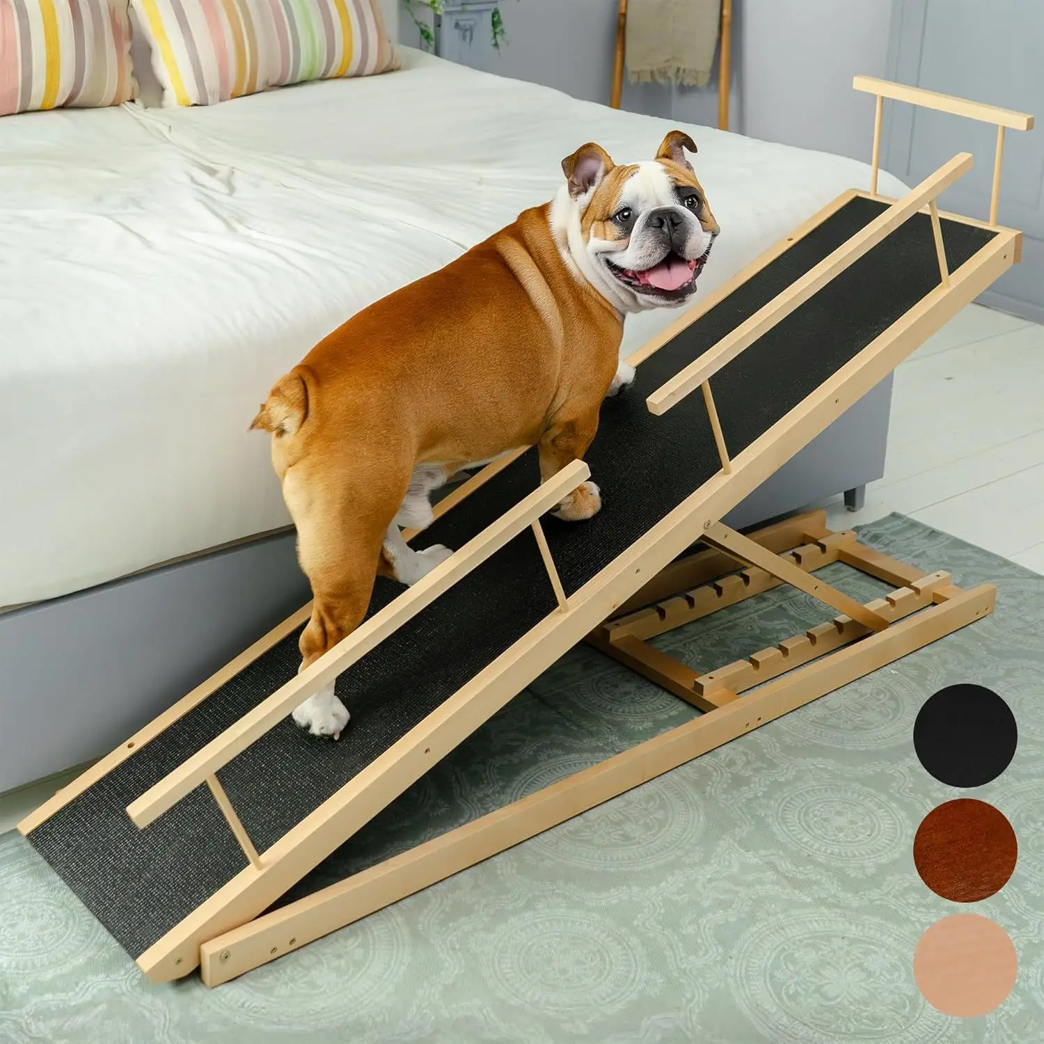 

Wooden dog climbing frame Solid wood dog climbing ladder Pet stairs Step sofa Bed up and down stairs Non-slip