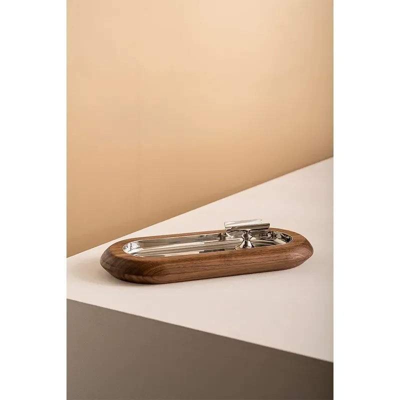 Luxury European Walnut Ashtray for Cigars High End Home Office Decor Modern Living Room Smoke Extinguisher Ornament Gift