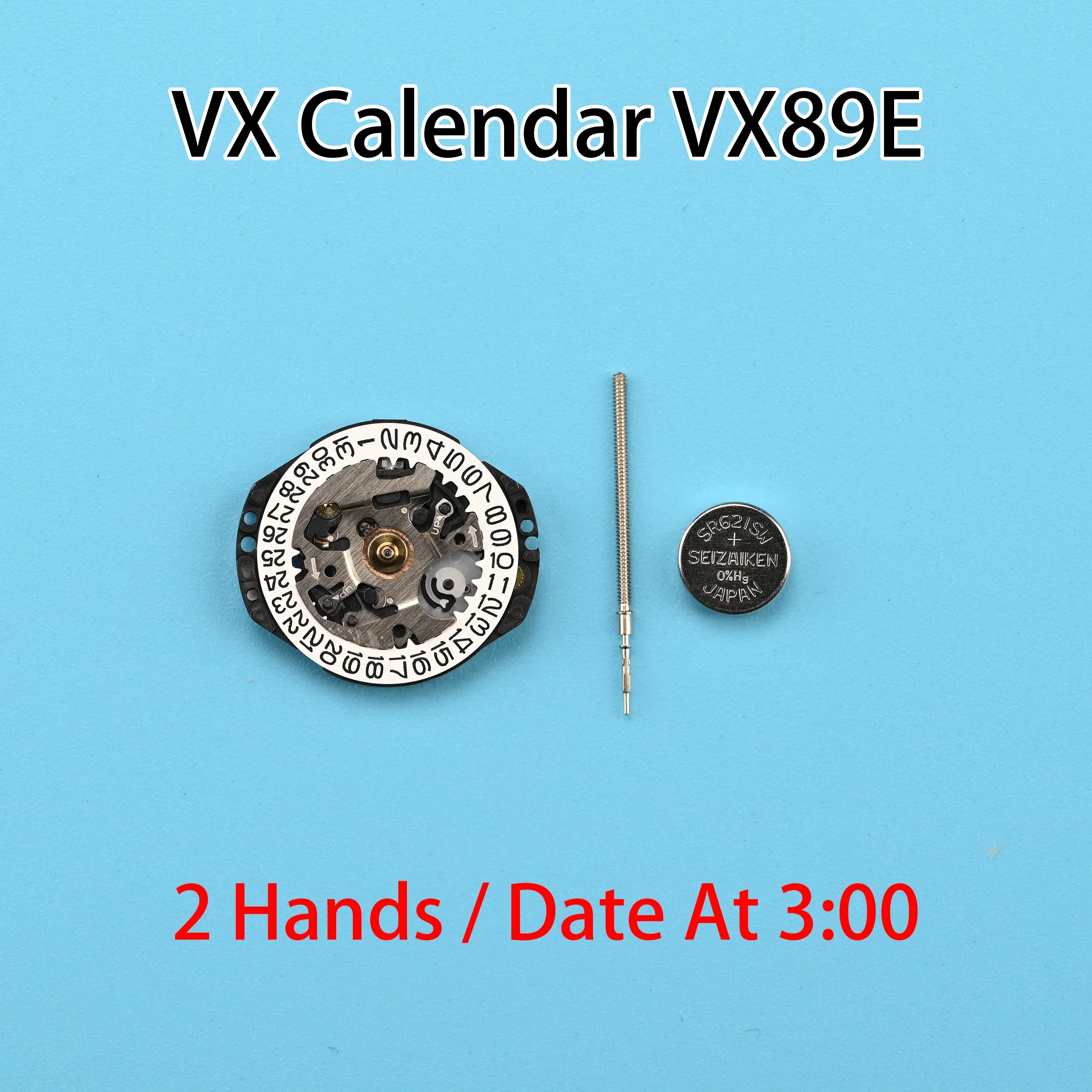 VX89 Movement VX89E-3 Movement VX Calendar Series VX89E  Size:6 3/4 x 8''' 2 Hands / Date display at 3:00