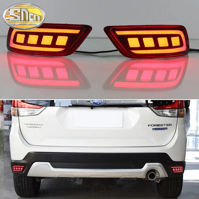 

3-in-1 Functions 12V LED Bumper Light Rear Fog Lamp Brake Light Dynamic Turn Signal Reflector For Subaru Forester 2019-2023