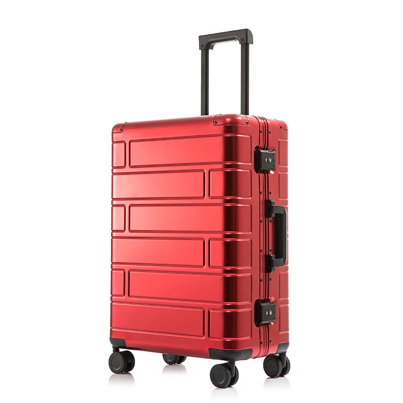 Full metal Travel Suitcase Universal wheel 100% aluminum men women fashion pull rod luggage 20/24 "Password case student