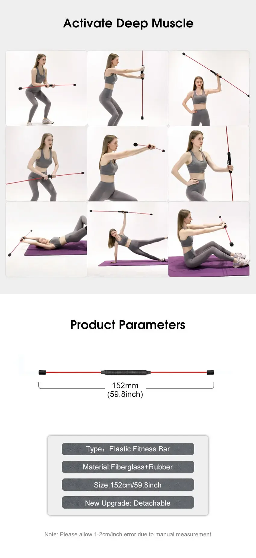 Elastische Fitnessstange Flexibar Yoga Übungsstab Trainingsstab Elastische Vibrationsstab für Heimmuskelübungen Aerobic Pilatus – Detail 8