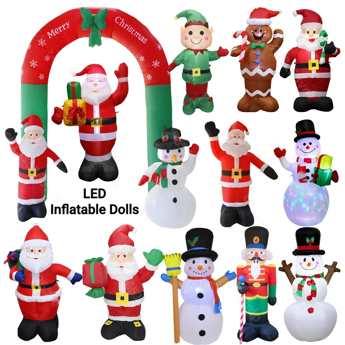 1.2-2.4M LED Christmas Decorations Inflatable Christmas Santa Claus Ornament Outdoor for Home navidad 2023 New Year Party Decor