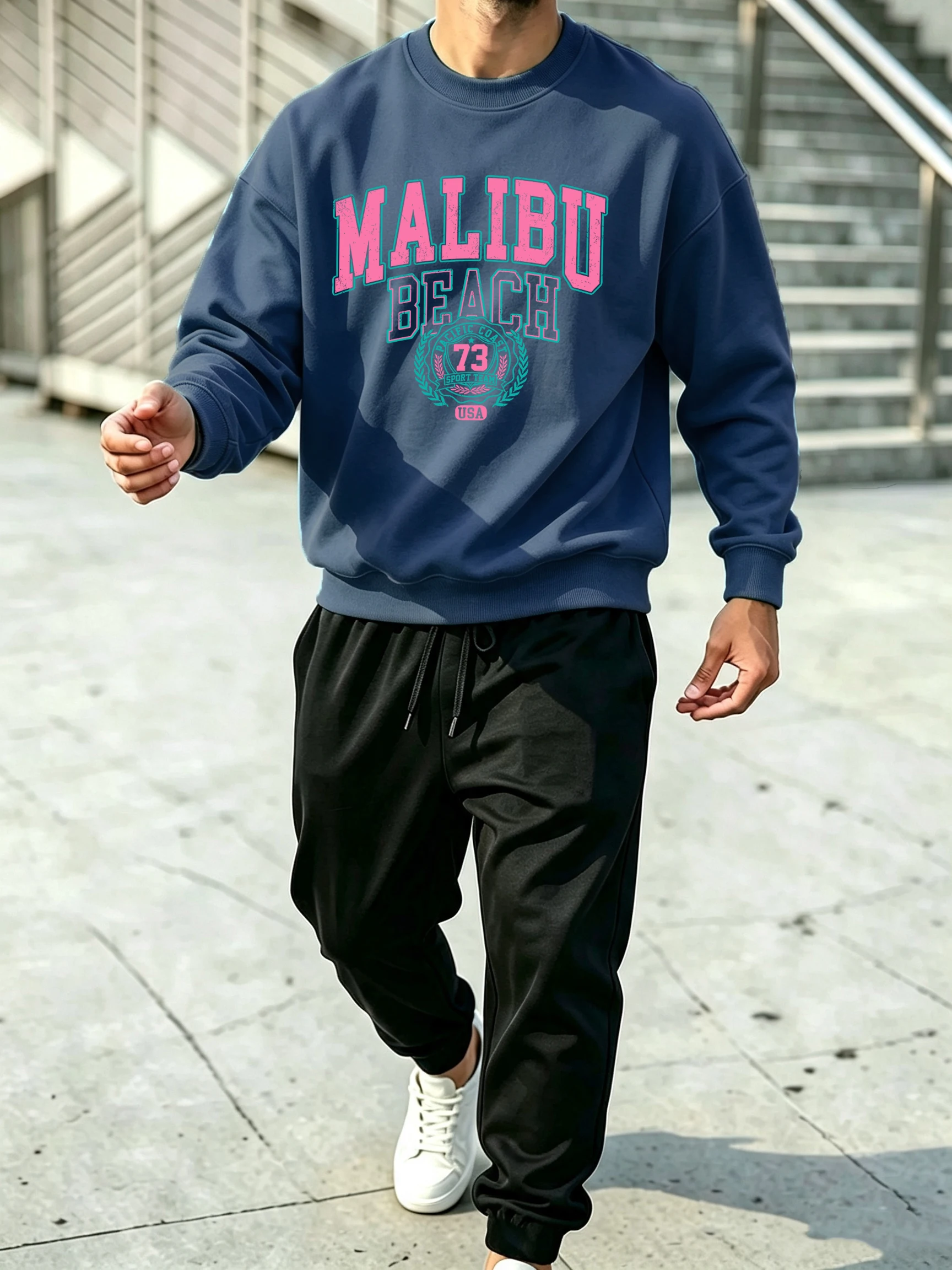 Street Fashion Elements - Malibu Beach Print Winter Fleece Men'S