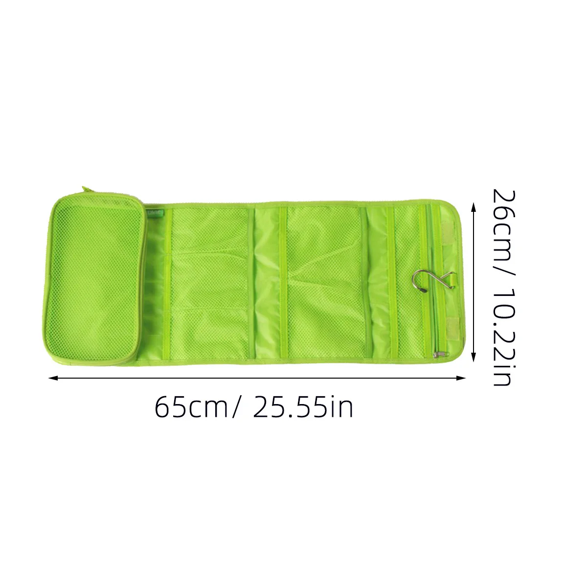 多機能トラベルトイレタリーバッグ ライトグリーン キャンバス製 吊り下げ式 折りたたみオーガナイザー フック付き ポータブル 大容量 折りたたみ式