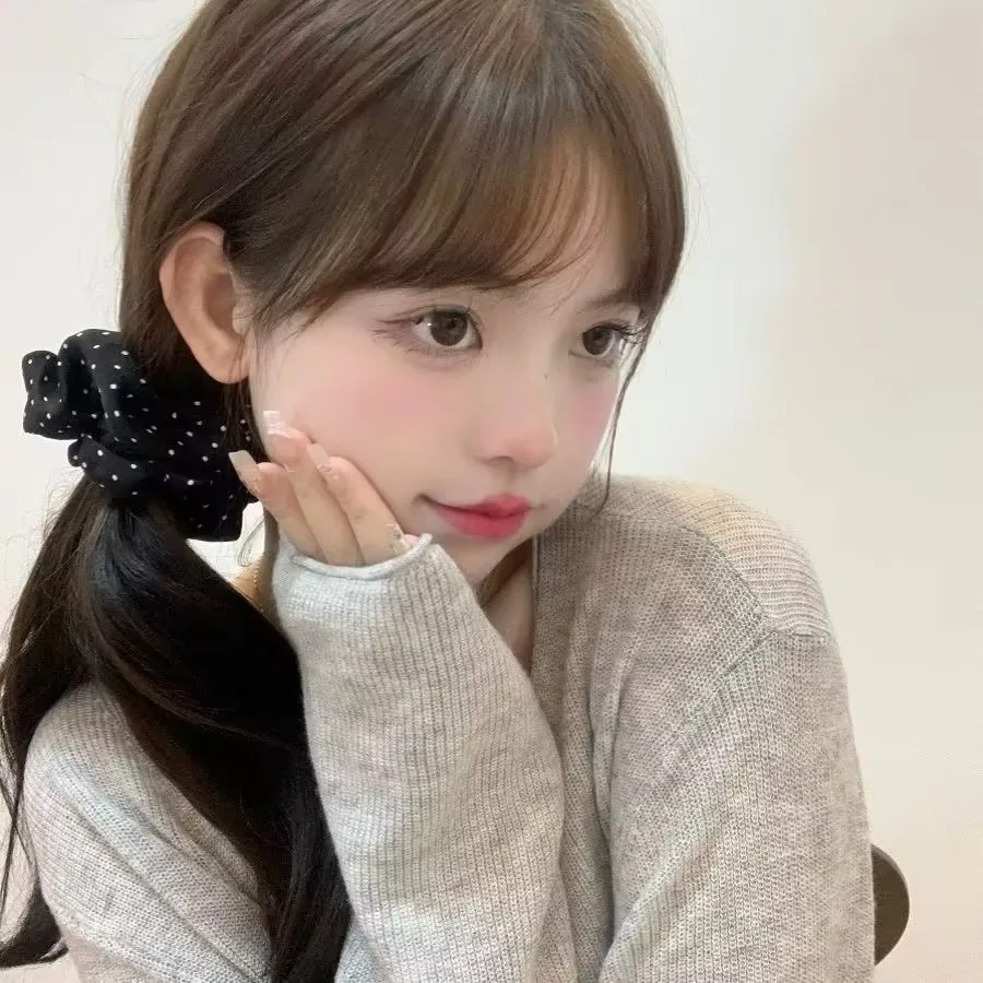 

Корейские модные черно-белые резинки для волос в горошек, женские элегантные резинки для волос, держатель для хвоста, головные уборы