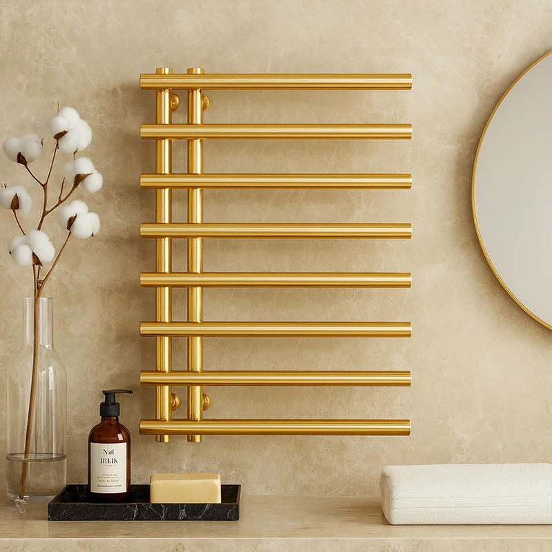 Luxury Modern Design Gold Vertical Dryer Rack Compact Smart Control Waterproof Towel Warmer